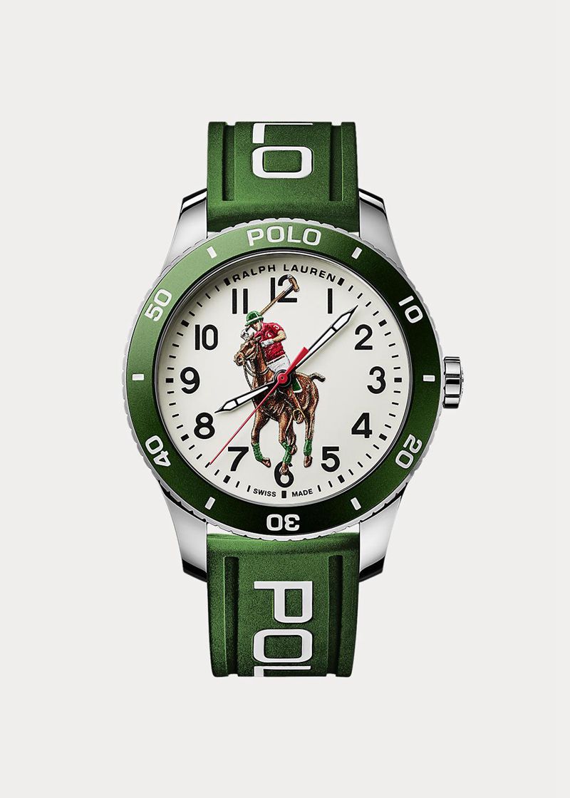 ポロ ラルフ ローレン 時計 メンズ 白 Polo Watch Green Bezel White Dial EINWH8635